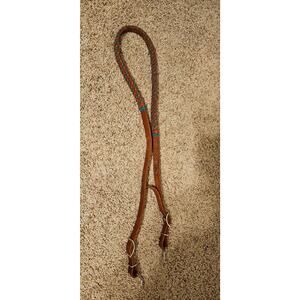 Thick leather blue stitched reins, brand new‎